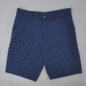 Eddie Bauer Shorts Mens 32 Blue Travex Diamond Print Flat Front Pockets Stretch